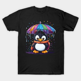 Penguin Rainy Day With Umbrella T-Shirt